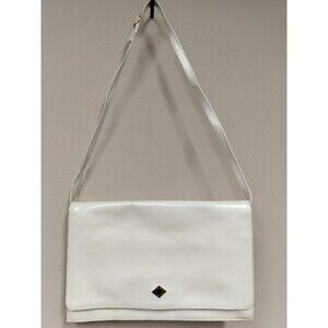 White Leather Gold Hardware Vintage Shoulder Bag or Clutch